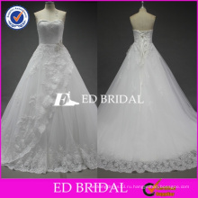 ЭД красивая милая свадебное платье без рукавов кружева аппликация тюль белое свадебное платье